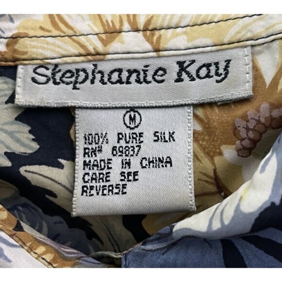 Vtg  90s Stephanie Kay Floral Silk Blouse Shirt Romantic Cottagecore Medium - Picture 4 of 4